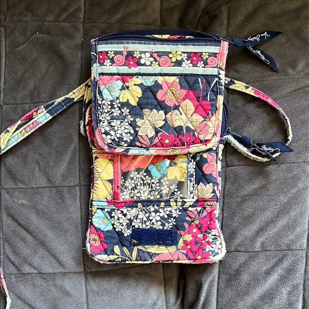Vera Bradley Blue and Pink Crossbody Bag with Quilted Fabric